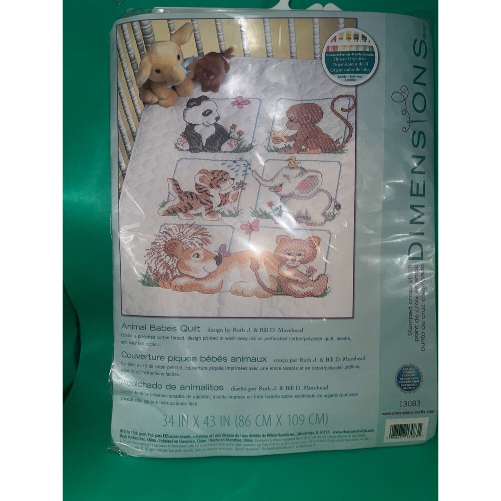 Dimensions "Animal Babes Quilt" stamped cross stitch-Multi  instructions